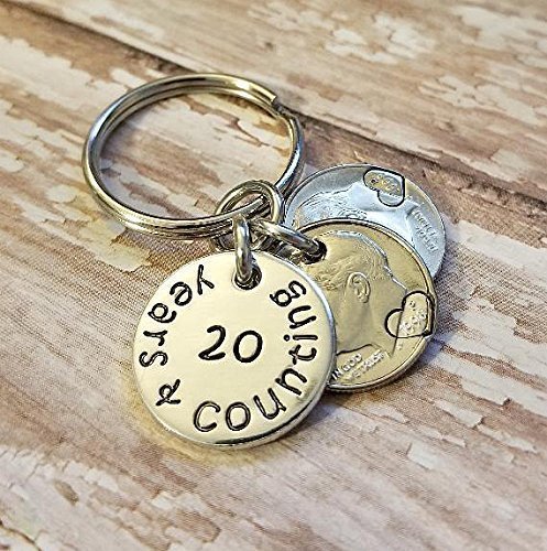 1998 Silver Dimes 20 Years and Counting 20th Anniversary Key Chain Gift for Him or Her