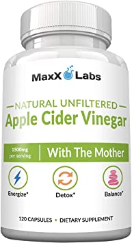 Raw Apple Cider Vinegar Capsules with Mother, 1500mg - Energy Lift, Detox ACV, Probiotics for Women & Men, Weight Loss for Women, Bloating Relief. Gluten-Free (Pack of 2)