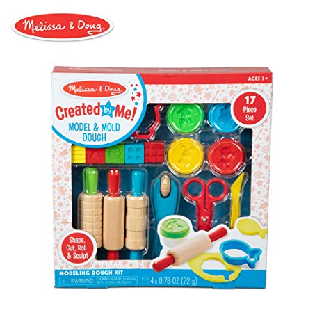 Melissa & Doug Created by Me! 17-Piece Model and Mold Modeling Dough Kit (4 Tubs Dough and Tools)