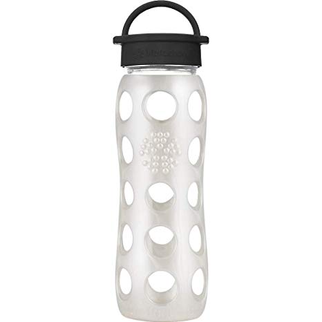 Lifefactory 22 oz. Hydration Bottle with Classic Cap and Protective Silicone Sleeve, Pearl White