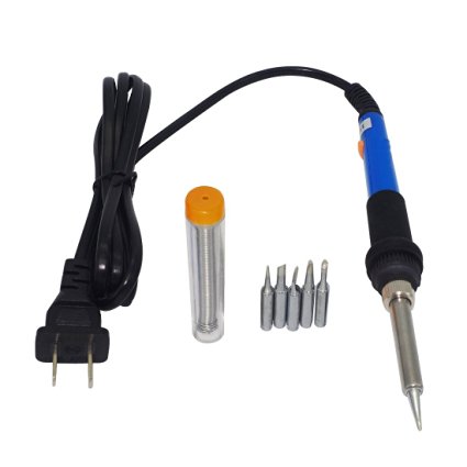 Haobase 60W 110V Adjustable Temperature Welding Soldering Iron with 5 Piece Welding Tips and Additional Soler Tube for Various Electronical Repair Usage