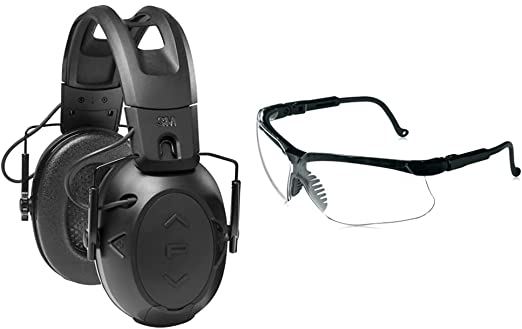 Peltor Sport Tactical 300 Smart Electronic Hearing Protector, Ear Protection & Howard Leight by Honeywell Genesis Sharp-Shooter Shooting Glasses, Clear Lens (R-03570)