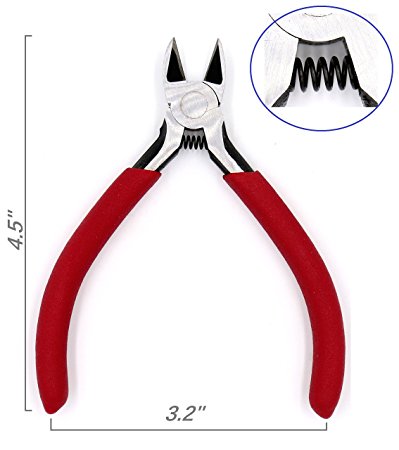 iExcell®, 4.5" Side Cutter Diagonal Wire Cutting Pliers Nippers Repair Tool, Red, Anti-Slip