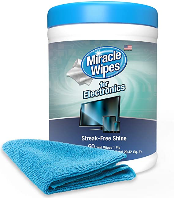 MiracleWipes for Electronics Cleaning - Screen Wipes Designed for TV, Phones, Monitors and More - (60 Count)
