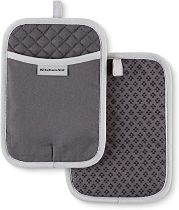 KitchenAid Asteroid Pot Holder 2-Pack Set, Charcoal Grey, 7"x10"