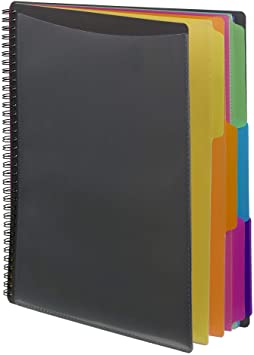 Smead Poly Project Organizer, 1/3-Cut tab, Letter Size, Gray with Bright Colors (89207), 12 Pockets