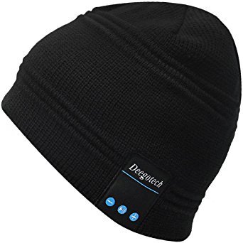 Bluetooth Hat Beanie, Deegotech Unisex Knitted Slouchy Beanie, Trendy Soft Warm Skully Hat with Wireless bluetooth for Android Smart Phone- Black