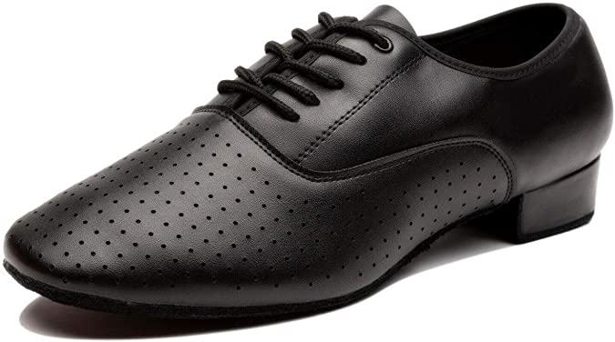 NLeahershoe Breathable Lace-up Dancing Leather Latin Shoes for Men Salsa, Tango,Ballroom,Viennese Waltz