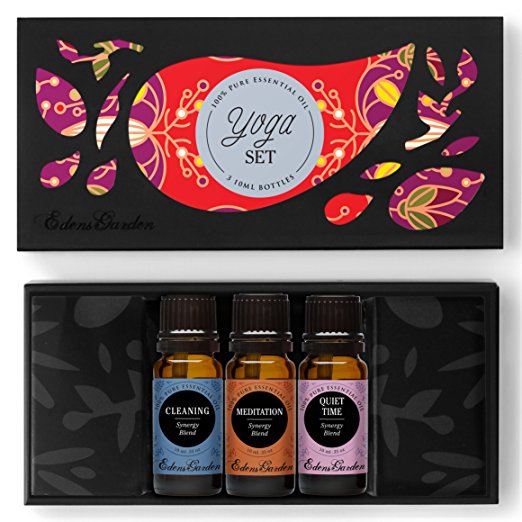 Yoga Essential Oil Set- 100% Pure Therapeutic Grade Essential Oils- 3/ 10 ml of Cleaning, Meditation and Quiet Time Synergy Blends by Edens Garden