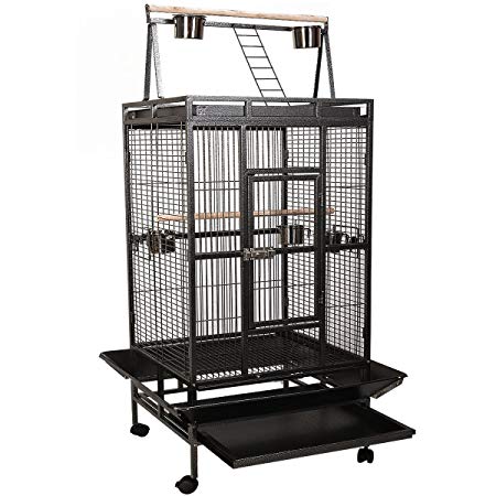 Giantex Bird Cage Large Play Top Parrot Finch Cage Macaw Cockatoo Pet Supplies Black