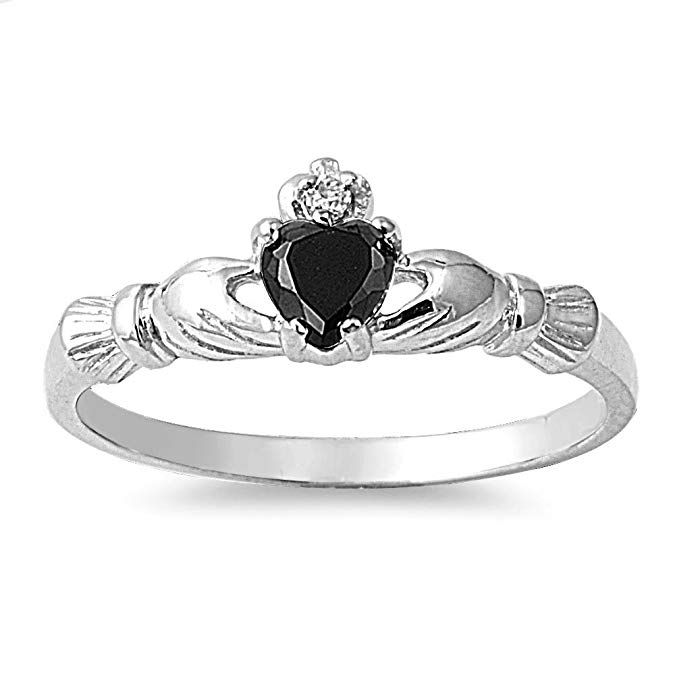 CloseoutWarehouse Cubic Zirconia Benediction of The Claddagh Ring Sterling Silver (Color Options, Sizes 1-13)