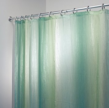 mDesign Crinkle Ombre Fabric Shower Curtain, Stall 54" x 78", Blue/Green