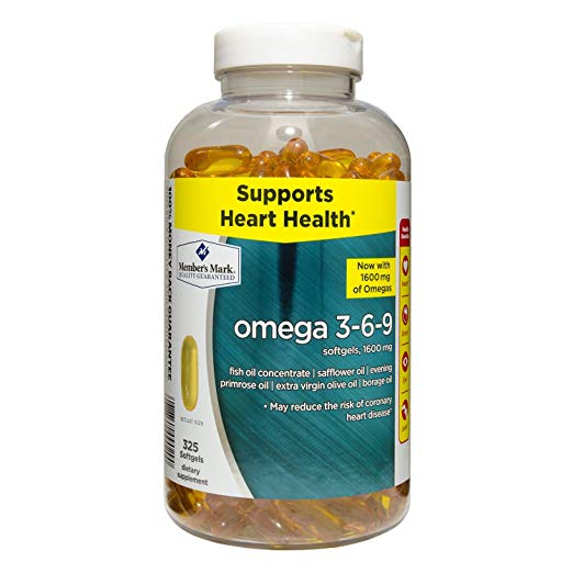 Member's Mark Wellness & Nutrition Omega 3-6-9 1500mg Fish Oil Reduces Heart Disease Cardiovascular Antioxidants - 325 Clear Softgels Dietary Supplement - Formerly Known as Simply Right