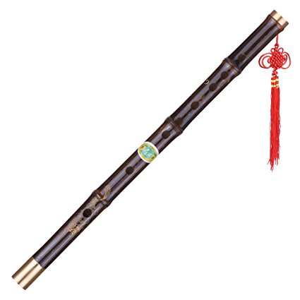 ammoon Black Bamboo Dizi Flute Traditional Handmade Chinese Musical Woodwind Instrument Key of G
