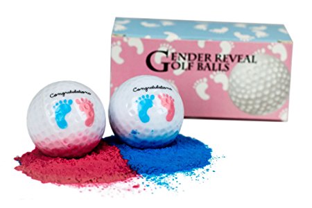 Gender Reveal Exploding Golf Ball Set For Gender Reveal Parties - ONE PINK AND ONE BLUE powder filled Golf Ball included in each set