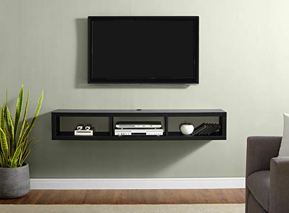 Martin Furniture IMSE360BK Shallow Floating TV Console, 60inch, Black