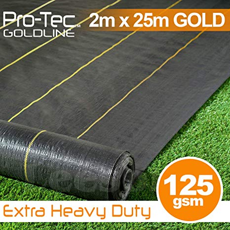 Pro-Tec 2m x 25m Weed control fabric extra heavy duty landscape garden ground cover membrane gold line
