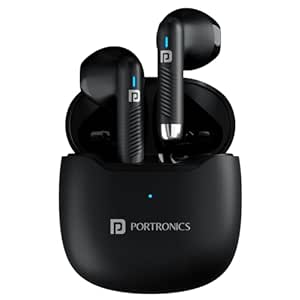 Portronics Harmonics Twins S12 in Ear TWS Earbuds with Mic, 24H Playtime, Game/Music Mode, Touch Control, 13mm Dynamic Driver, Bluetooth 5.3v,IPX5 Water Resistance, Type C Fast Charging(Black)