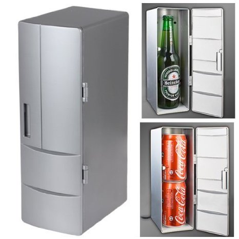 PsmGoods Set Cooling And Heating Functions As One Mini USB Powered Fridge For Beverage Drink Cans in CubicleCar and Home office Which Can Be Placed Within Two Drinks