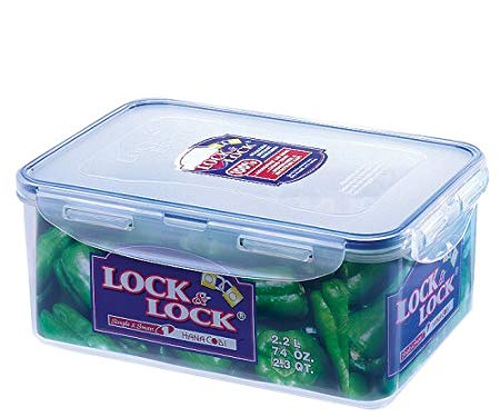 Lock & Lock Rectangular Storage Container - Clear/Blue, 2.3 L
