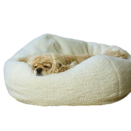 Carolina Pet Company White Sherpa Puff Ball Dog Bed