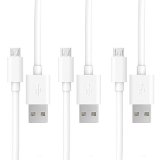 KeeTech 3-Pack 33ft1m Micro USB Cables High Speed USB 20 A Male to Micro B Sync and Charge Cables for Android Samsung LGBlackberryHTC Motorola Nokia and More 3pack 33ft 1m White