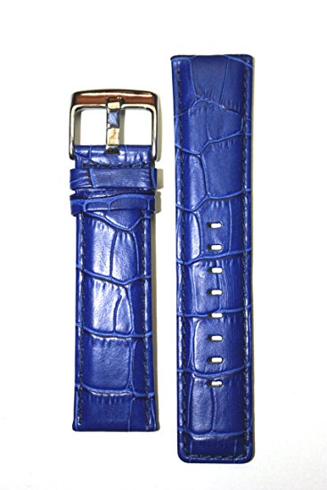 18mm Royal Blue Matte Finish Alligator Grain Watchband with Square End Design