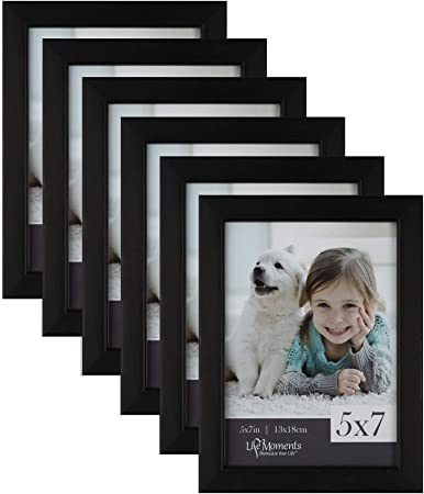 Pinnacle Frames and Accents Life Moments 09FW1034C Wood Frame (Set of 6), 5 x 7, Black