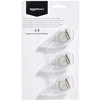 Amazon Basics Correction Tape 4.2mm x 6m, 3 Pack