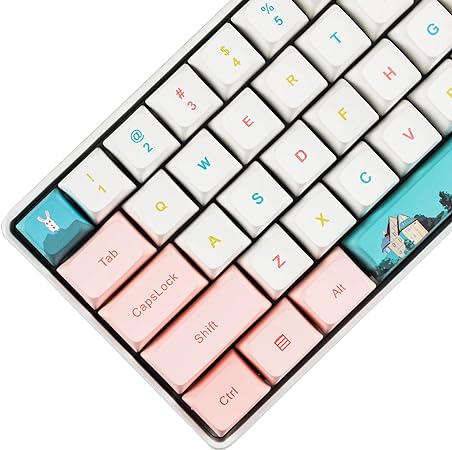 YMDK PBT Keycaps ZDA Similar to XDA Keycap Dye Sub for ANSI ISO MX Keyboard 104 87 GK61 96 84 GK64 68 Key caps (132 Rabbit Elite)