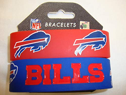 Buffalo Bills Silicone Rubber Wrist Bands Bracelets Set of 2