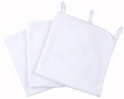 KinHwa Microfibre Face Cloths Super Soft Makeup Remover Cloths Fast Drying Face Wash Cloth with Firm Satin Edging 30CM X 30CM 3 Pack White