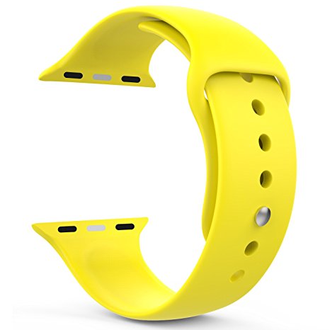 Apple Watch Band, MoKo Soft Silicone Fitness Replacement Sport Band for 42mm Apple Watch All Models, YELLOW (3 Pieces of Bands Included for 2 Lengths, Not Fit Apple Watch 38mm version 2015)