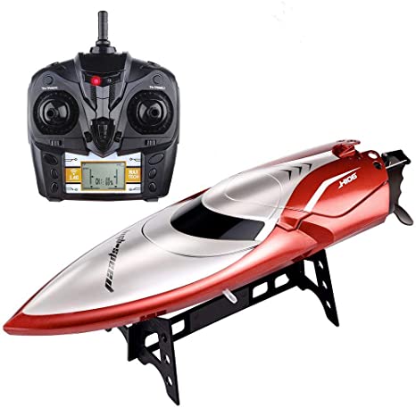 ElementDigital Remote Control Boat, 2.4GHz RC Racing Boat, High Speed Boat Toy for Kids Children Boat Racing with 3 Batteries (Red   H106   3Battery)