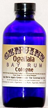8 oz Genuine Ogallala Bay Rum Cologne, Regular Strength. Comes in a cobalt blue bottle.
