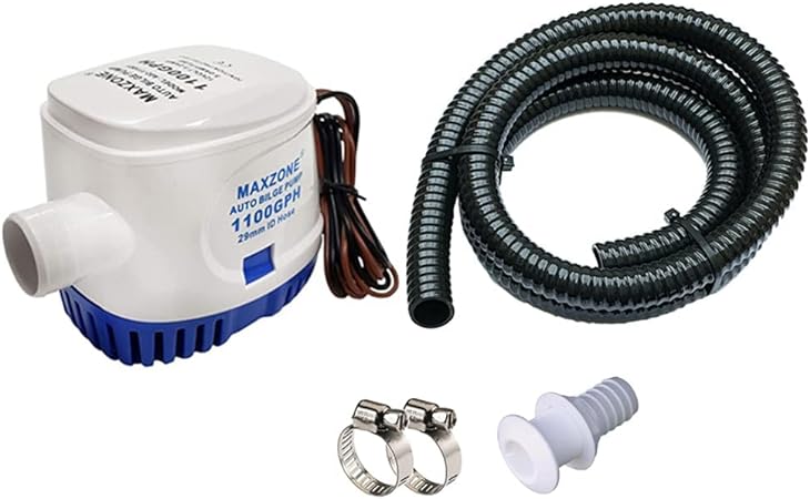 MAXZONE Automatic Submersible Boat Bilge Water Pump 12v 1100gph Bilge Pump And Bilge Pump Installation Kit Hose Set