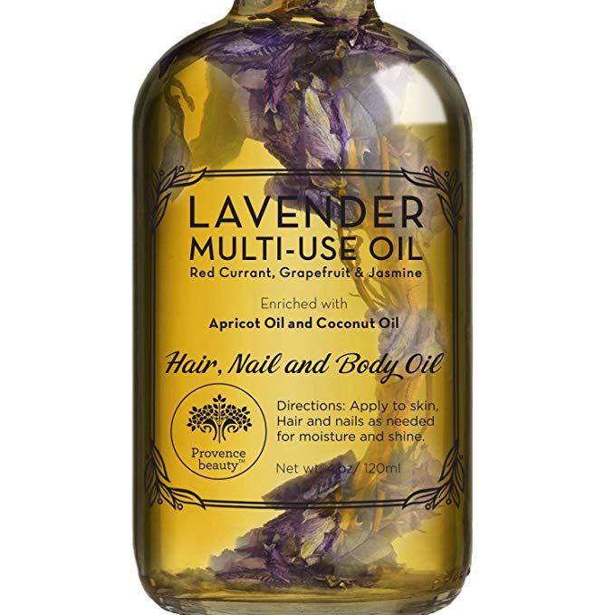 Lavender Multi-Use Oil for Face, Body and Hair - Organic Blend of Apricot, Vitamin E, Fractionated Coocnut and Sweet Almond Oil Moisturizer for Dry Skin, Scalp and Nails - 4 Fl Oz