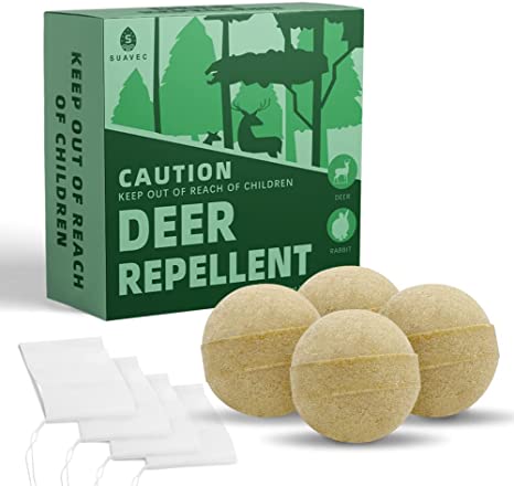 SUAVEC Deer Repellent, Rabbit Repellent, Deer Deterrent for Trees, Rabbit Repellant for Garden, Deer Repellent Outdoor for Plants, Deer Repellent for Yard Powerful, Deer Repellent for Lawn- 4 Packs