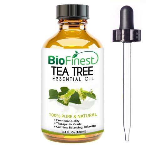 Tea Tree Essential Oil - 100 Pure Undiluted - Therapeutic Grade - Australia Premium Quality - Best For Aromatherapy Acne and Skin Tag Removal - FREE Glass Dropper - 100ml 34 flOz  100ml