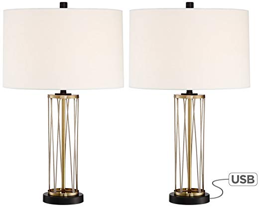 Nathan Gold Table Lamp with USB Set of 2