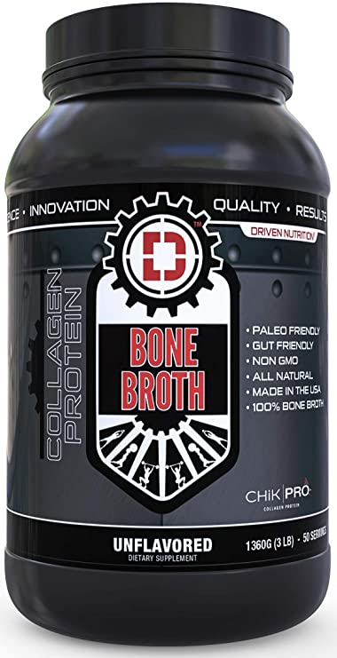 Driven Bone Broth- Type 2 Collagen Unflavored Protein Powder for Healthier Skin, Joints, and Digestion (3lb)