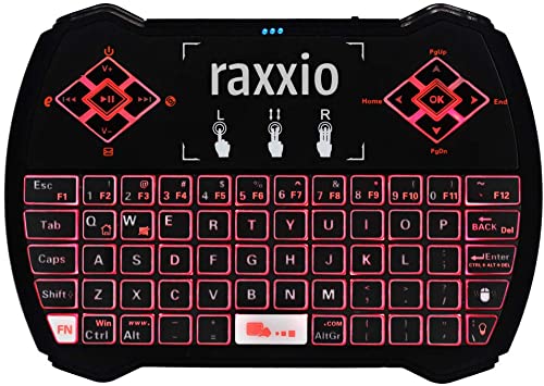 Raxxio i9 Wireless Mini Keyboard with Touchpad Mouse, Colorful Backlit RGB, Rechargeable Handheld Remote for PC, Pad, Xbox, Android TV Boxes, KODI, iptv, and More…