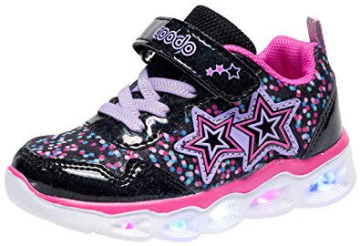 COODO Toddler Kid Girls Sneakers Flashing Glitter Shoes