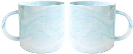 Bosmarlin Marbling Coffee Mug Set, 380 ml(1 Pack) (Grey-2 Pack) (Blue)