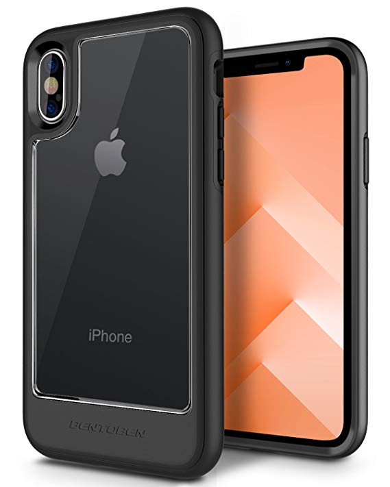 iPhone X Case Clear, iPhone 10 Case, BENTOBEN Clear 2 in 1 Hybrid TPU Bumper [Detachable Hard PC Back] [Drop Protection] Anti-Scratch Protective Case for Apple iPhone X / iPhone 10, Black/Clear