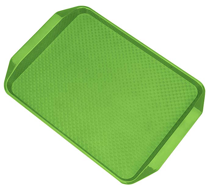 Plastic Serving Tray, Rectangular Fast Food Serving Lunch Cafeteria Trays, Large Serving Trays Dining Restaurant Party Platters(Green)