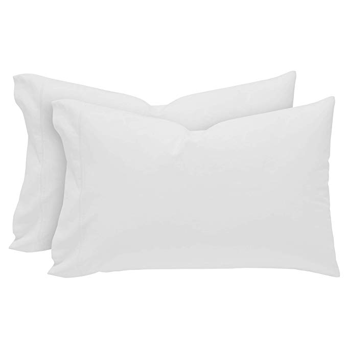 Rivet Easy Care, 100% Percale Cotton, Envelope Closure Pillowcase Set, White, King, Set of 2