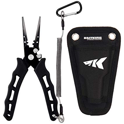 KastKing Cutthroat 7” Fishing Pliers, 420 Stainless Steel Fishing Tools, Saltwater Resistant Fishing Gear, Tungsten Carbide Cutters, Corrosion Resistant Teflon Coating, Rubber Handle