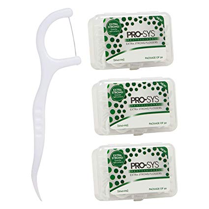 PRO-SYS Extra Strong Flossers with Flosser Pick - 150 Flossers (3 Packs – 50 Flossers Per Pack)