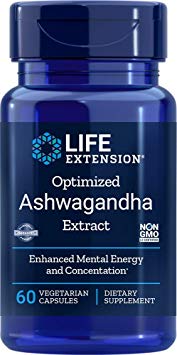 Life Extenson Ashwagandha Extract Veg Capsules, 60-Count